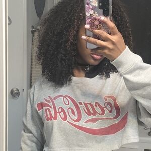 Coca Cola Women's Gray and Red Sweatshirt